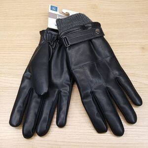 ISOTONER Gloves Mens XL Black Faux Leather Touchscreen Over the Wrist Cozy Lined